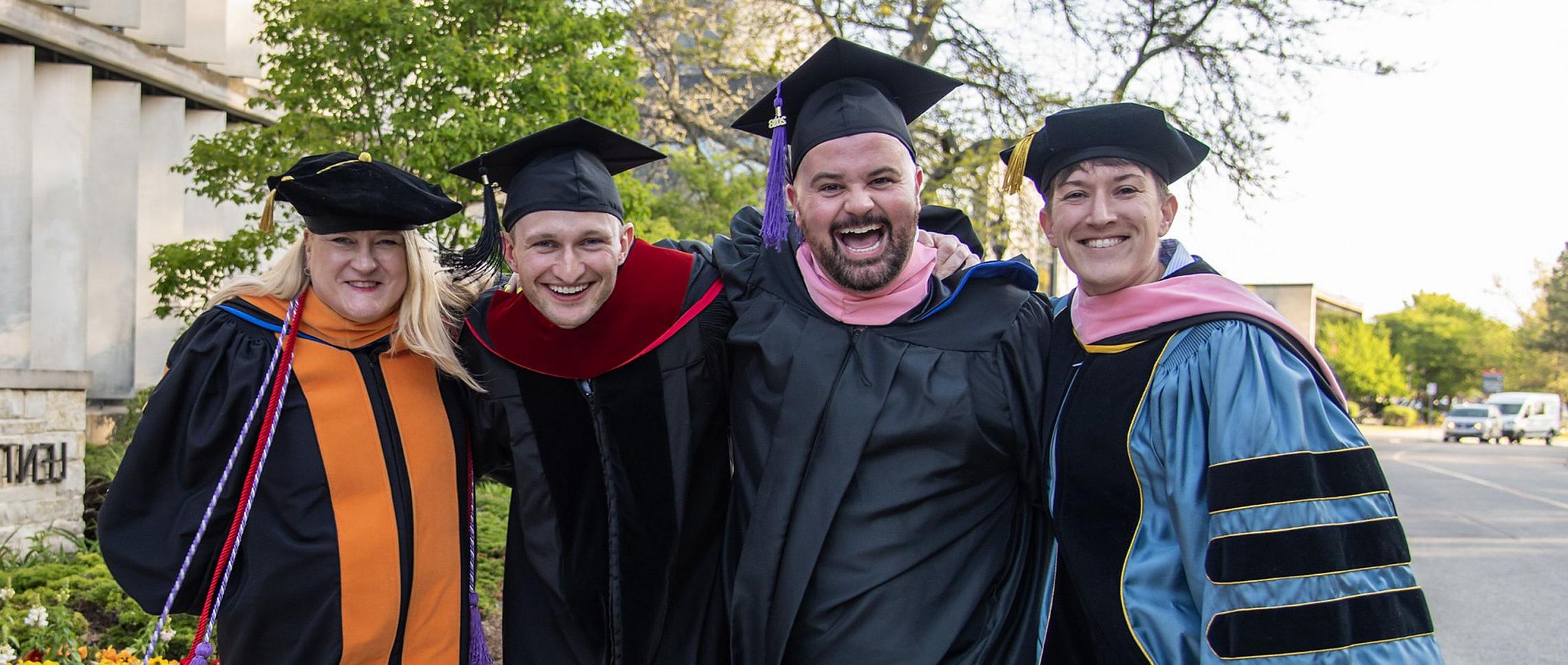 Profs. Maggie Burk (music), Matthew Hougland (musical theatre), Carter Rockhill (management, marketing), and Nancy Reese (nursing) at the...